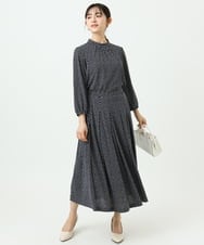 F1HGD04150 MK MICHEL KLEIN(小さいサイズ)(メゾン ドゥ サンク) 【小さいサイズ】幾何柄ジャージータックスカート/洗濯機で洗える ライトブルー