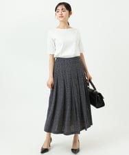 F1HGD04150 MK MICHEL KLEIN(小さいサイズ)(メゾン ドゥ サンク) 【小さいサイズ】幾何柄ジャージータックスカート/洗濯機で洗える ライトブルー