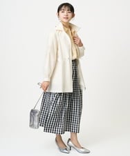 F1HGE27160 MK MICHEL KLEIN(小さいサイズ)(メゾン ドゥ サンク) 【小さいサイズ】タックフレアスカート（ギンガムチェック）/洗濯機で洗える ブラック