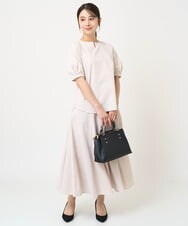 F1HGV61150 MK MICHEL KLEIN(小さいサイズ)(メゾン ドゥ サンク) 【小さいサイズ】ドビーフレアスカート/洗える グリーン