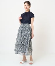 F1HHV01140 MK MICHEL KLEIN(小さいサイズ)(メゾン ドゥ サンク) 【小さいサイズ】小花柄シフォンフレアスカート/丈の長さが選べる/セットアップ対応/洗える イエロー