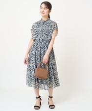 F1HHV01140 MK MICHEL KLEIN(小さいサイズ)(メゾン ドゥ サンク) 【小さいサイズ】小花柄シフォンフレアスカート/丈の長さが選べる/セットアップ対応/洗える イエロー