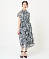 F1HHV01140 MK MICHEL KLEIN(小さいサイズ)(メゾン ドゥ サンク) 【小さいサイズ】小花柄シフォンフレアスカート/丈の長さが選べる/セットアップ対応/洗える イエロー