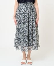 F1HHV01140 MK MICHEL KLEIN(小さいサイズ)(メゾン ドゥ サンク) 【小さいサイズ】小花柄シフォンフレアスカート/丈の長さが選べる/セットアップ対応/洗える イエロー