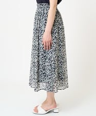 F1HHV01140 MK MICHEL KLEIN(小さいサイズ)(メゾン ドゥ サンク) 【小さいサイズ】小花柄シフォンフレアスカート/丈の長さが選べる/セットアップ対応/洗える イエロー