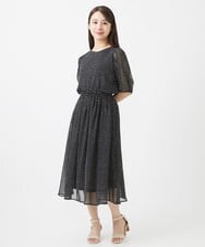 F1HJV02140 MK MICHEL KLEIN(小さいサイズ)(メゾン ドゥ サンク) 【小さいサイズ】モダンドット柄シフォンスカート/丈の長さが選べる/洗える ブラック