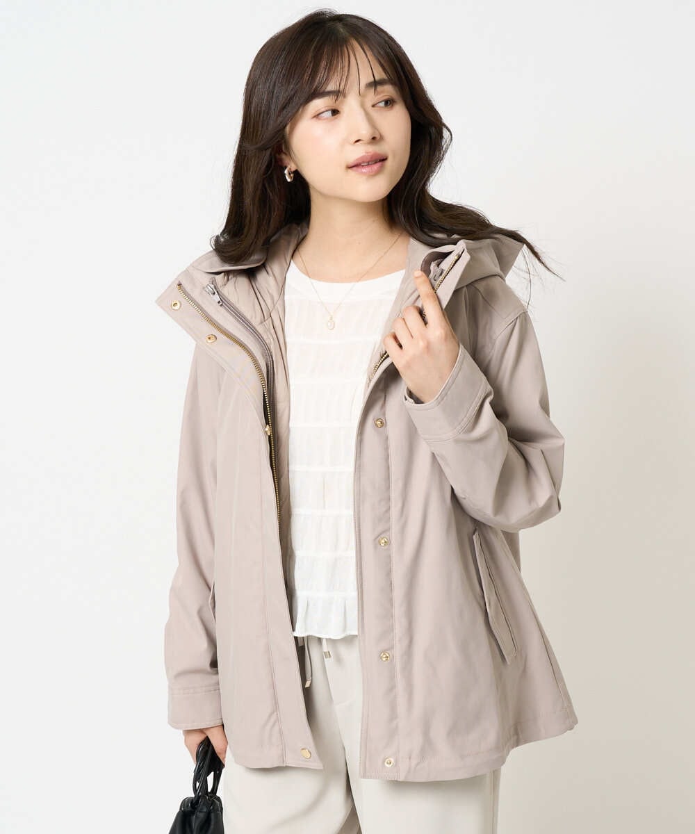 F1JAA35310 MK MICHEL KLEIN(小さいサイズ)(メゾン ドゥ サンク) 【小さいサイズ】ダウンライナー付きマルチwayブルゾン/撥水加工 ベージュ