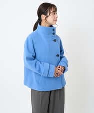 F1JAD54380 MK MICHEL KLEIN(小さいサイズ)(メゾン ドゥ サンク) 【小さいサイズ】エアリアルウール スタンドカラーショートコート ブルー