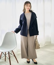 F1JAD54380 MK MICHEL KLEIN(小さいサイズ)(メゾン ドゥ サンク) 【小さいサイズ】エアリアルウール スタンドカラーショートコート ブルー