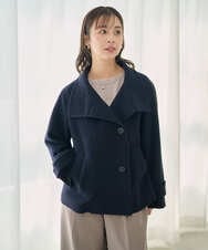 F1JAD54380 MK MICHEL KLEIN(小さいサイズ)(メゾン ドゥ サンク) 【小さいサイズ】エアリアルウール スタンドカラーショートコート ネイビー