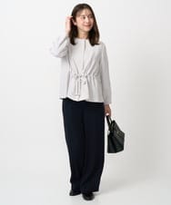 F1JFD13200 MK MICHEL KLEIN(小さいサイズ)(メゾン ドゥ サンク) 【小さいサイズ】ギャザーデザイン ジップアップブルゾン/撥水/防シワ/洗える ライトグレー