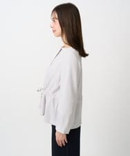 F1JFD13200 MK MICHEL KLEIN(小さいサイズ)(メゾン ドゥ サンク) 【小さいサイズ】ギャザーデザイン ジップアップブルゾン/撥水/防シワ/洗える ライトグレー