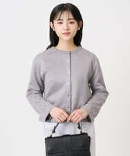 F1JFD21180 MK MICHEL KLEIN(小さいサイズ)(メゾン ドゥ サンク) 【小さいサイズ】フェイクスウェード ドット釦ジャケット/洗える アイボリー