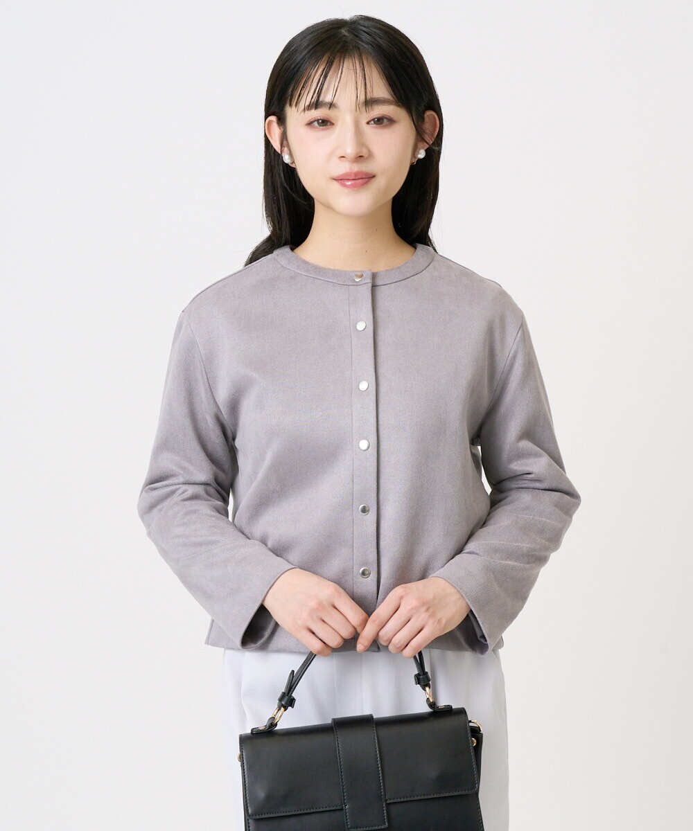 F1JFD21180 MK MICHEL KLEIN(小さいサイズ)(メゾン ドゥ サンク) 【小さいサイズ】フェイクスウェード ドット釦ジャケット/洗える アイボリー