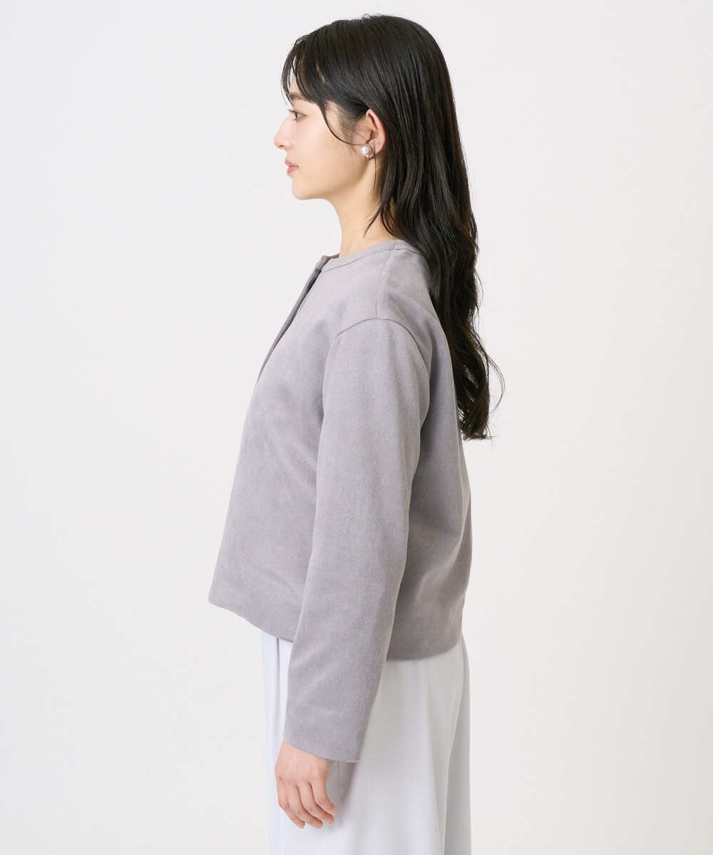 F1JFD21180 MK MICHEL KLEIN(小さいサイズ)(メゾン ドゥ サンク) 【小さいサイズ】フェイクスウェード ドット釦ジャケット/洗える アイボリー