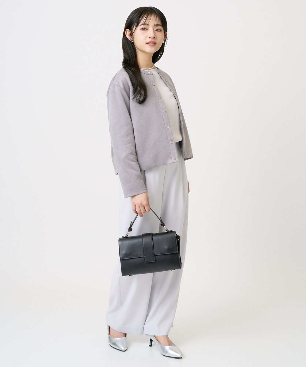 F1JFD21180 MK MICHEL KLEIN(小さいサイズ)(メゾン ドゥ サンク) 【小さいサイズ】フェイクスウェード ドット釦ジャケット/洗える アイボリー