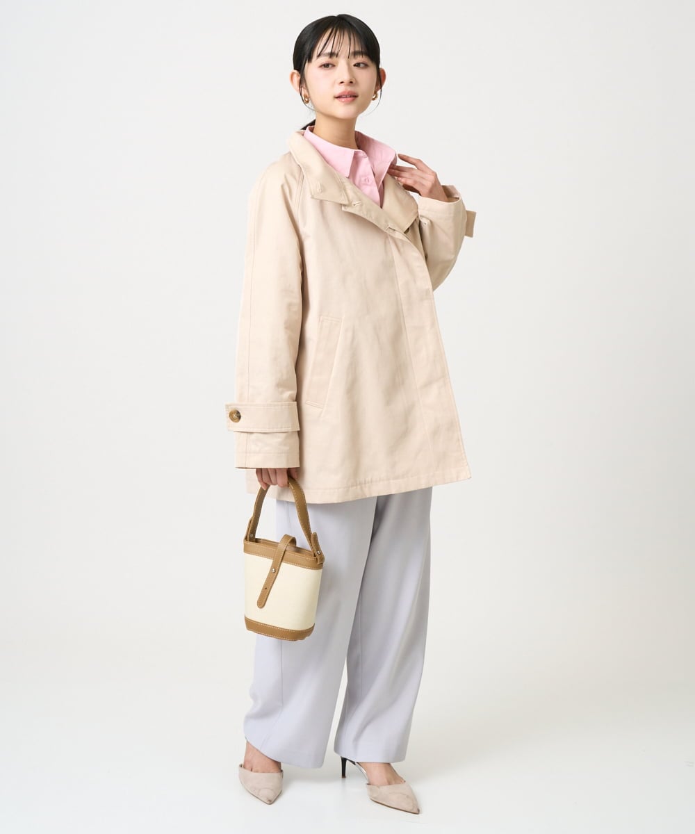 F1JFD28270 MK MICHEL KLEIN(小さいサイズ)(メゾン ドゥ サンク) 【小さいサイズ】テントライン ツイルコート/洗える ベージュ