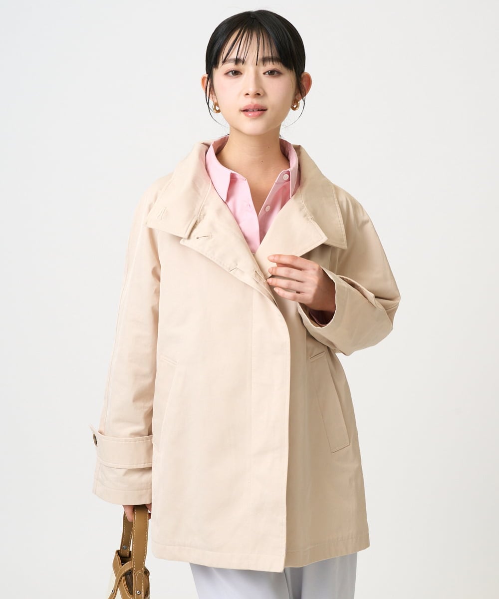 F1JFD28270 MK MICHEL KLEIN(小さいサイズ)(メゾン ドゥ サンク) 【小さいサイズ】テントライン ツイルコート/洗える ベージュ