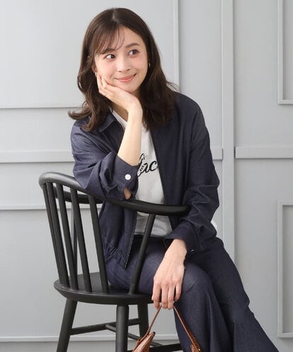 F1JGD36210  【小さいサイズ】[SANAGARAシリーズ]デニムライク 襟付きジップアップブルゾン/接触冷感/UVカット/洗濯機で洗える