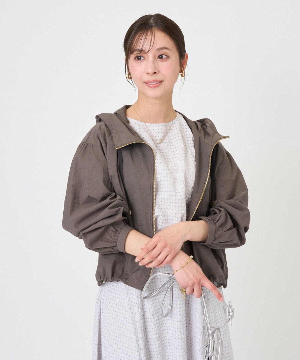 F1JGD47230 MK MICHEL KLEIN(小さいサイズ)(メゾン ドゥ サンク) 【小さいサイズ】[洗える]フーデットライトブルゾン ブラウン