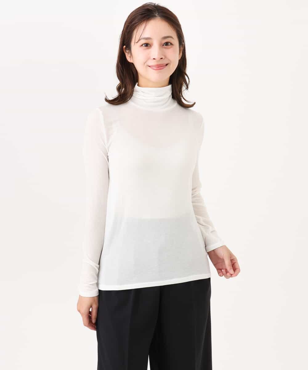 F1KAG35100 MK MICHEL KLEIN(小さいサイズ)(メゾン ドゥ サンク) 【小さいサイズ】[洗える]ハイネックカットソー ホワイト