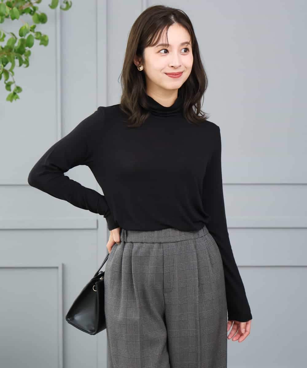 F1KAG35100 MK MICHEL KLEIN(小さいサイズ)(メゾン ドゥ サンク) 【小さいサイズ】[洗える]ハイネックカットソー ブラック