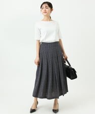 F1KGD33090 MK MICHEL KLEIN(小さいサイズ)(メゾン ドゥ サンク) 【小さいサイズ】シルケットフライス半袖カットソー/洗える ホワイト