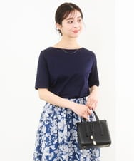 F1KGD33090 MK MICHEL KLEIN(小さいサイズ)(メゾン ドゥ サンク) 【小さいサイズ】シルケットフライス半袖カットソー/洗える ホワイト