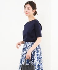 F1KGD33090 MK MICHEL KLEIN(小さいサイズ)(メゾン ドゥ サンク) 【小さいサイズ】シルケットフライス半袖カットソー/洗える ホワイト