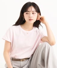 F1KGD50085 MK MICHEL KLEIN(小さいサイズ)(メゾン ドゥ サンク) 【小さいサイズ】[洗濯機で洗える]ニュアンスロゴ フレンチスリーブTシャツ ピンク