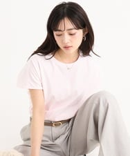 F1KGD50085 MK MICHEL KLEIN(小さいサイズ)(メゾン ドゥ サンク) 【小さいサイズ】[洗濯機で洗える]ニュアンスロゴ フレンチスリーブTシャツ ピンク