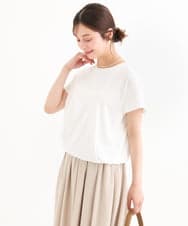 F1KGD62090 MK MICHEL KLEIN(小さいサイズ)(メゾン ドゥ サンク) 【小さいサイズ】[接触冷感/洗える]裾ドロストデザインカットソー ホワイト