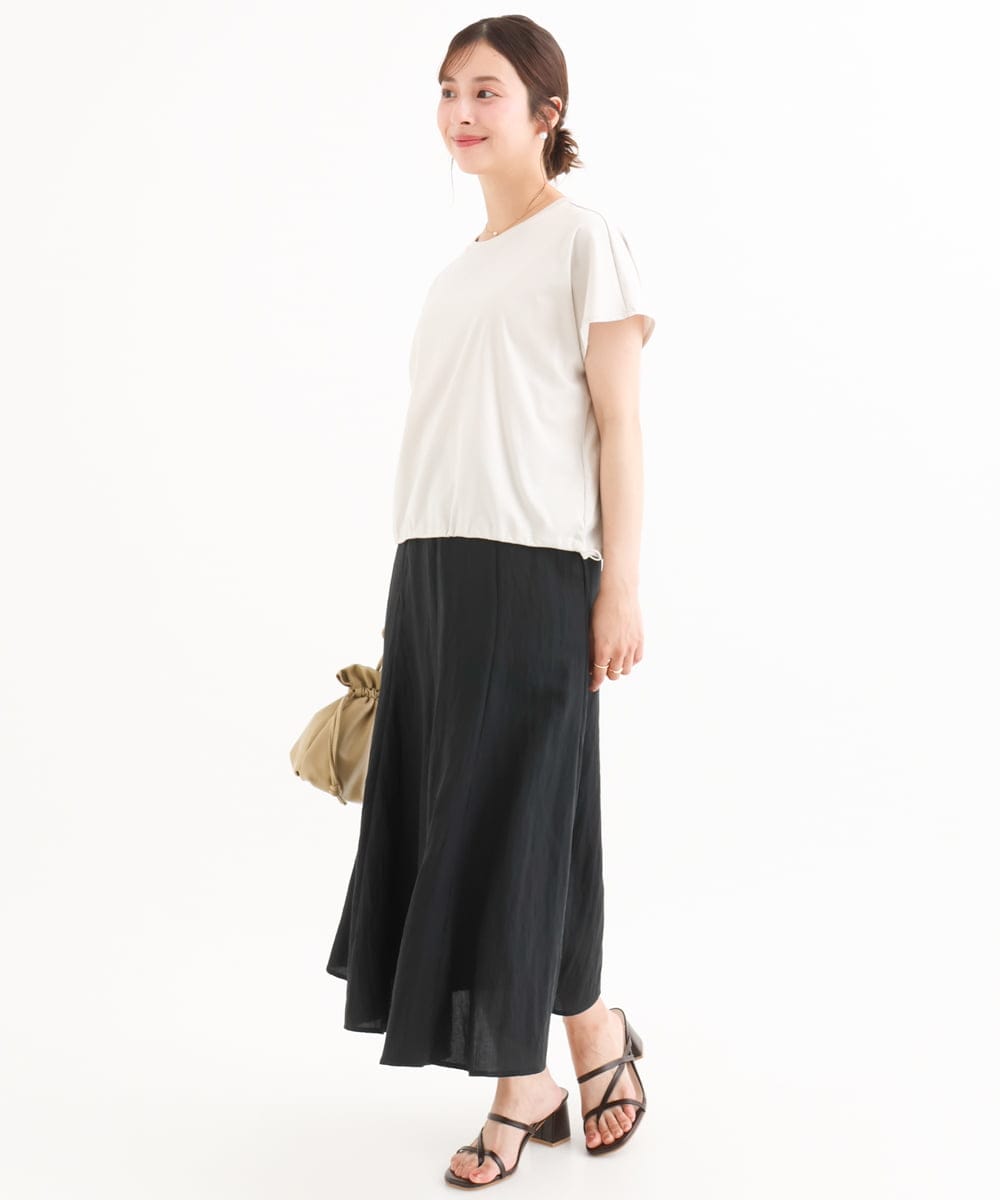 F1KGD62090 MK MICHEL KLEIN(小さいサイズ)(メゾン ドゥ サンク) 【小さいサイズ】[接触冷感/洗える]裾ドロストデザインカットソー グレージュ