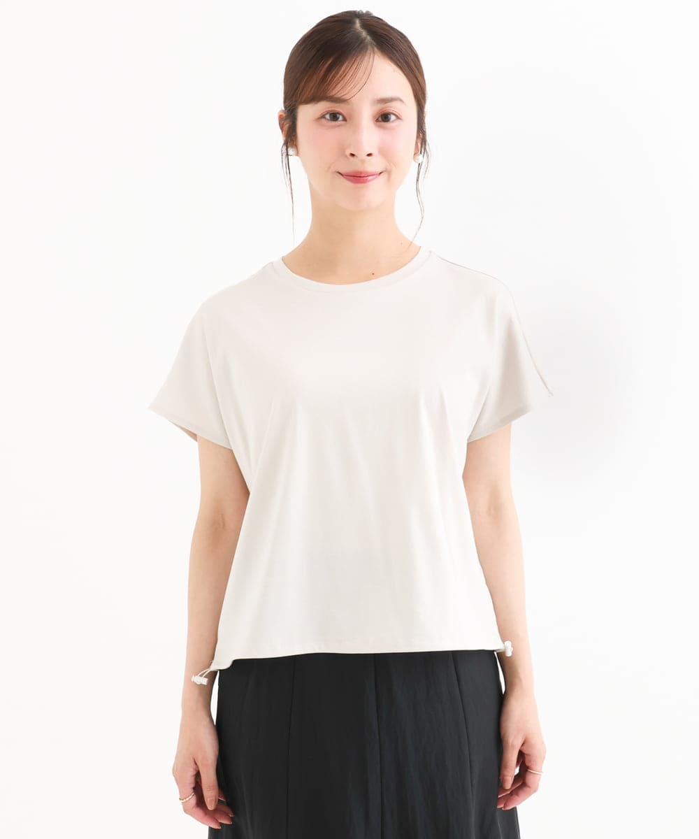 F1KGD62090 MK MICHEL KLEIN(小さいサイズ)(メゾン ドゥ サンク) 【小さいサイズ】[接触冷感/洗える]裾ドロストデザインカットソー グレージュ