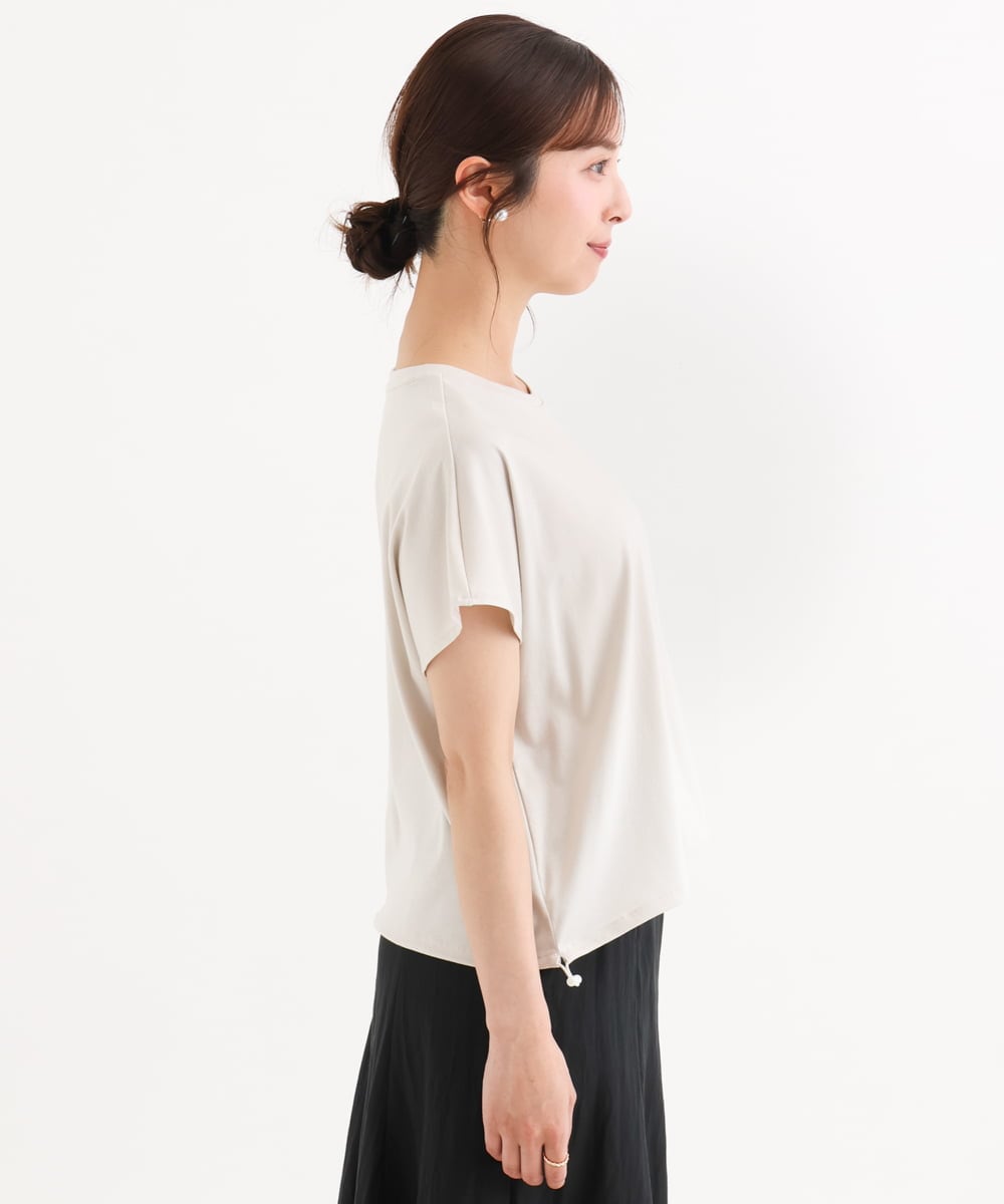 F1KGD62090 MK MICHEL KLEIN(小さいサイズ)(メゾン ドゥ サンク) 【小さいサイズ】[接触冷感/洗える]裾ドロストデザインカットソー グレージュ
