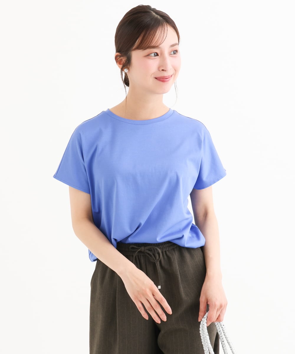 F1KGD62090 MK MICHEL KLEIN(小さいサイズ)(メゾン ドゥ サンク) 【小さいサイズ】[接触冷感/洗える]裾ドロストデザインカットソー グレージュ