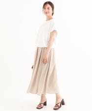F1KGD62090 MK MICHEL KLEIN(小さいサイズ)(メゾン ドゥ サンク) 【小さいサイズ】[接触冷感/洗える]裾ドロストデザインカットソー グレージュ