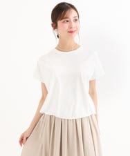 F1KGD62090 MK MICHEL KLEIN(小さいサイズ)(メゾン ドゥ サンク) 【小さいサイズ】[接触冷感/洗える]裾ドロストデザインカットソー グレージュ