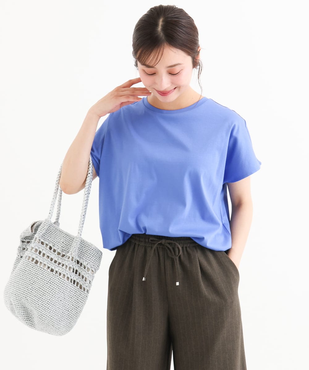 F1KGD62090 MK MICHEL KLEIN(小さいサイズ)(メゾン ドゥ サンク) 【小さいサイズ】[接触冷感/洗える]裾ドロストデザインカットソー グレージュ