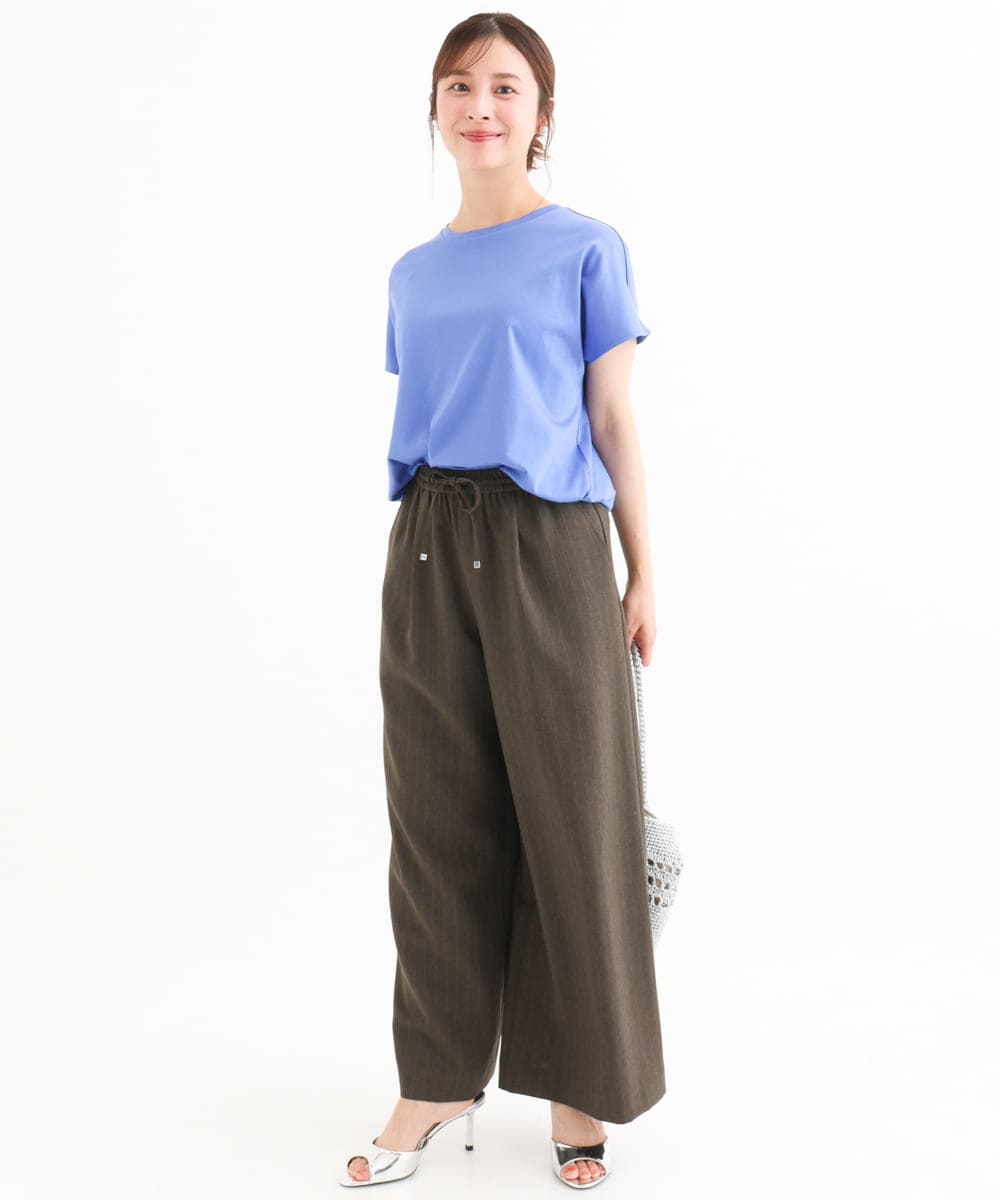 F1KGD62090 MK MICHEL KLEIN(小さいサイズ)(メゾン ドゥ サンク) 【小さいサイズ】[接触冷感/洗える]裾ドロストデザインカットソー グレージュ