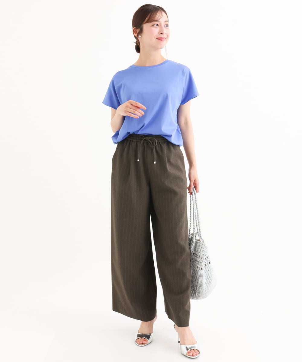 F1KGD62090 MK MICHEL KLEIN(小さいサイズ)(メゾン ドゥ サンク) 【小さいサイズ】[接触冷感/洗える]裾ドロストデザインカットソー グレージュ
