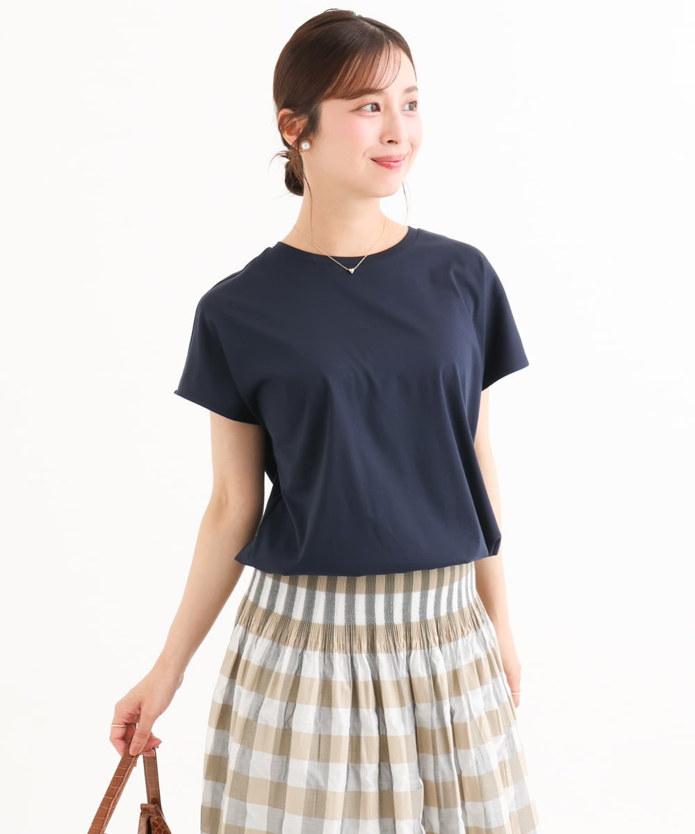 F1KGD62090 MK MICHEL KLEIN(小さいサイズ)(メゾン ドゥ サンク) 【小さいサイズ】[接触冷感/洗える]裾ドロストデザインカットソー グレージュ