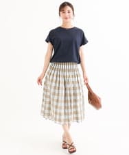 F1KGD62090 MK MICHEL KLEIN(小さいサイズ)(メゾン ドゥ サンク) 【小さいサイズ】[接触冷感/洗える]裾ドロストデザインカットソー グレージュ