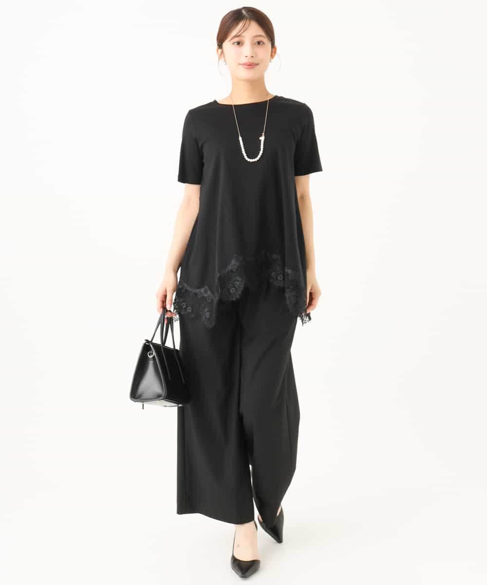 F1KJD21110 MK MICHEL KLEIN(小さいサイズ)(メゾン ドゥ サンク) 【小さいサイズ】[洗える]イレヘムレースデザインカットソー アイボリー