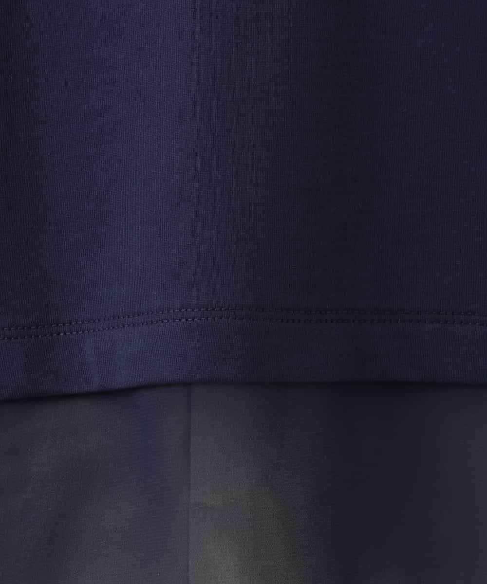 F1KJD23090 MK MICHEL KLEIN(小さいサイズ)(メゾン ドゥ サンク) 【小さいサイズ】[洗える]シフォン切替えフロッキーロゴTシャツ ネイビー