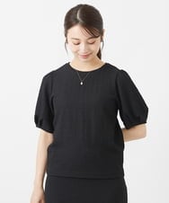 F1KJV71120 MK MICHEL KLEIN(小さいサイズ)(メゾン ドゥ サンク) 【小さいサイズ】ポコポコボリュームスリーブカットソー/洗える ブラック
