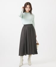 F1LAA09160 MK MICHEL KLEIN(小さいサイズ)(メゾン ドゥ サンク) 【小さいサイズ】起毛サテンガウチョパンツ/洗える ダークグレー