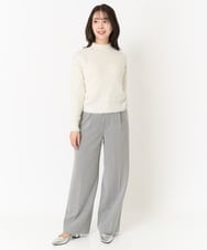 F1LAA58160 MK MICHEL KLEIN(小さいサイズ)(メゾン ドゥ サンク) 【小さいサイズ】ツイード調両面起毛ワイドパンツ/洗える ダークグレー
