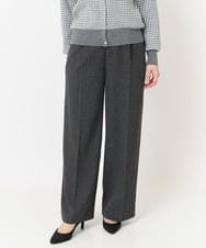 F1LAA58160 MK MICHEL KLEIN(小さいサイズ)(メゾン ドゥ サンク) 【小さいサイズ】ツイード調両面起毛ワイドパンツ/洗える ダークグレー