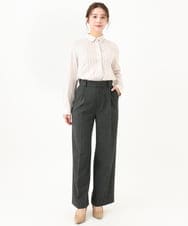 F1LAA58160 MK MICHEL KLEIN(小さいサイズ)(メゾン ドゥ サンク) 【小さいサイズ】ツイード調両面起毛ワイドパンツ/洗える ダークグレー